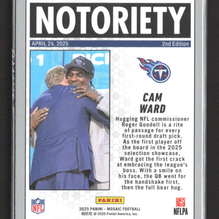 2025 Panini Mosaic Football Notoriety Cam Ward #17 Pink RC