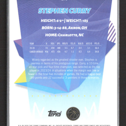 2025 Topps Finest Stephen Curry #290 Blue 90/99