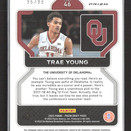 2022 Panini Prizm Draft Picks Trae Young #46 Blue Mosaic 96/99