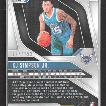 2024 Panini Prizm KJ Simpson Jr. #247 Red 277/299 RC