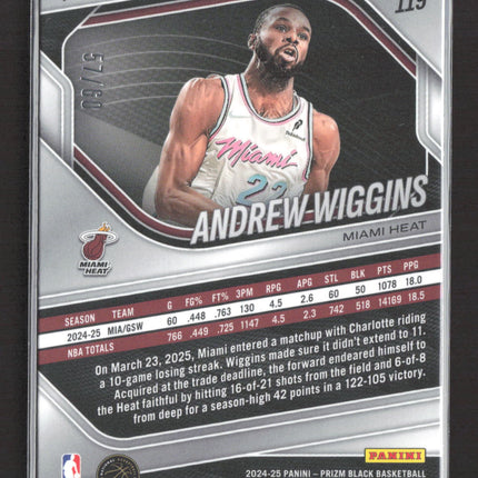 2025 Panini Prizm Black Andrew Wiggins #119 Orange 57/60