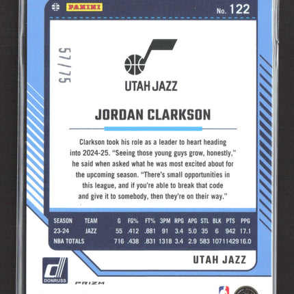 2025 Panini Donruss Optic Jordan Clarkson #122 Red Glitter