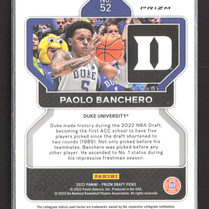2022 Panini Prizm Draft Picks Paolo Banchero #52 Silver RC