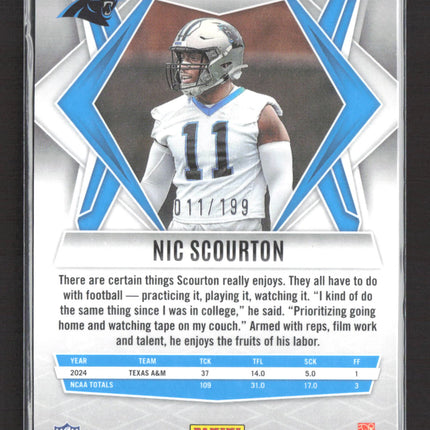 2025 Panini Phoenix Football Nic Scourton #231 Silver Prizm 011/199 RC