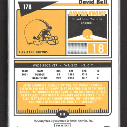 2022 Panini Classics Football David Bell #178 RC