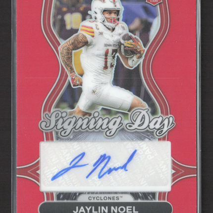 2025 Panini Prizm Draft Picks Signing Day Jaylin Noel #SD-JNL Red 144/399 RC