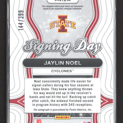 2025 Panini Prizm Draft Picks Signing Day Jaylin Noel #SD-JNL Red 144/399 RC