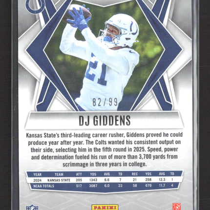 2025 Panini Phoenix DJ Giddens #208 Red 82/99 RC