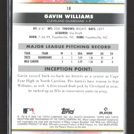 2024 Topps Inception Gavin Williams #18 RC