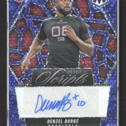 2025 Panini Mosaic Mosaic Rookie Scripts Denzel Burke #RS-DBE Blue RC Auto