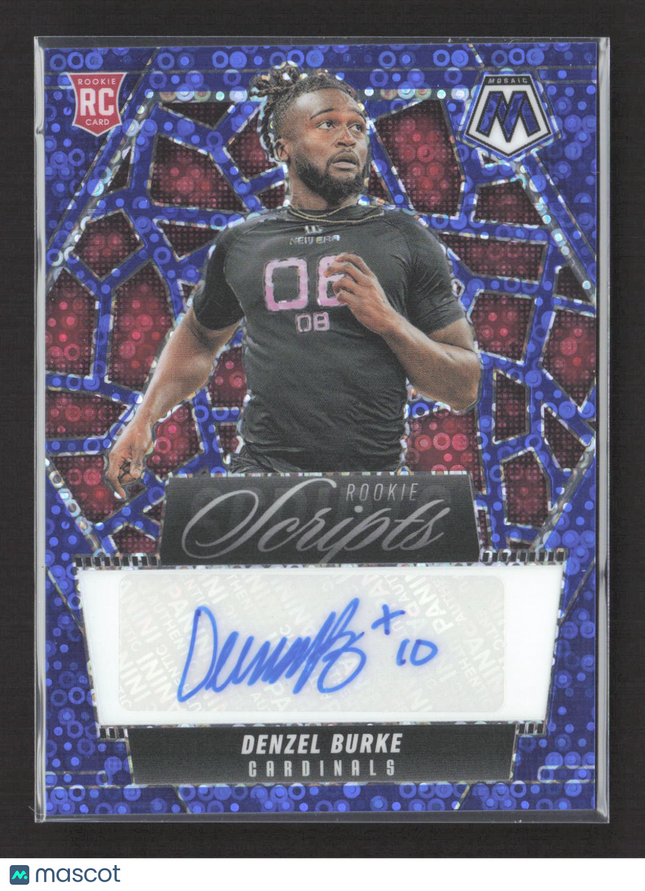 2025 Panini Mosaic Mosaic Rookie Scripts Denzel Burke #RS-DBE Blue RC Auto