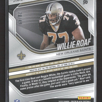 2026 Panini Prizm Black Football Willie Roaf #96 Orange 28/49