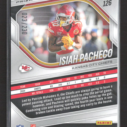 2025 Panini Prizm Isiah Pacheco #126 Blue Wave /230