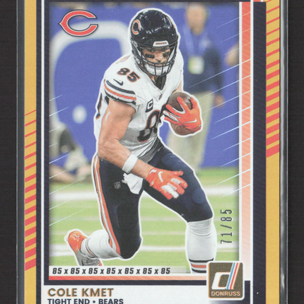 2025 Panini Donruss Cole Kmet #92 Yellow 71/85