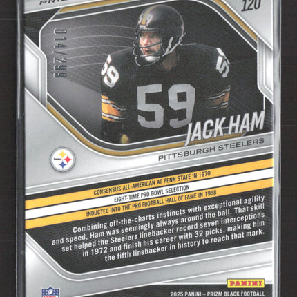 2026 Panini Prizm Black Football Jack Ham #120 Red 014/299