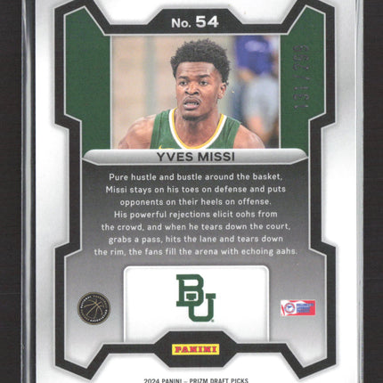 2024 Panini Prizm Draft Picks Yves Missi #54 Red RC 131/293