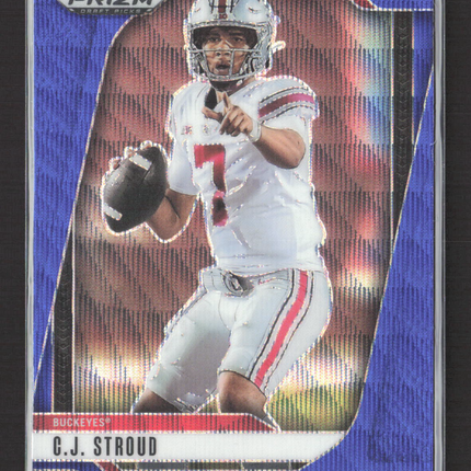 2025 Panini Prizm Draft Picks C.J. Stroud #186 Blue Wave 026/299