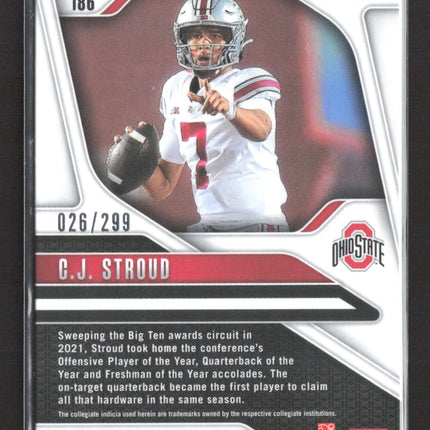 2025 Panini Prizm Draft Picks C.J. Stroud #186 Blue Wave 026/299