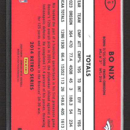 2024 Panini Donruss Optic 2014 Retro Series Bo Nix #6
