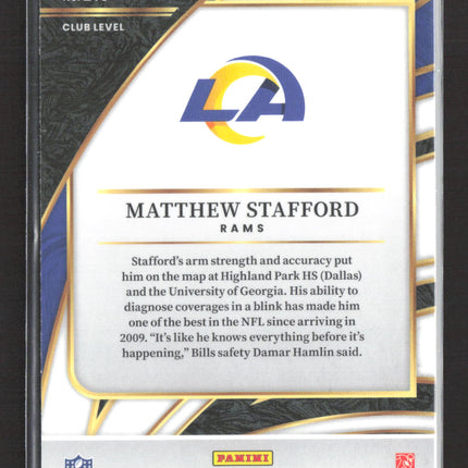 2026 Panini Select Prizm Matthew Stafford #219 Club Level Silver