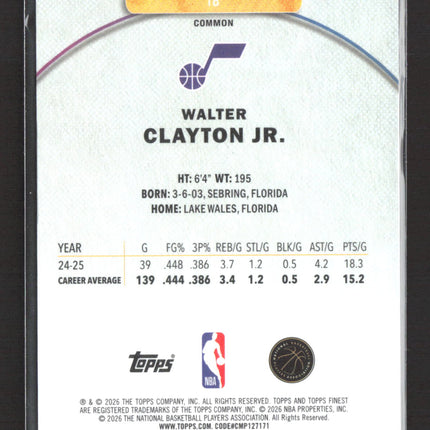 2026 Topps Finest Walter Clayton Jr. #18 RC 178/200