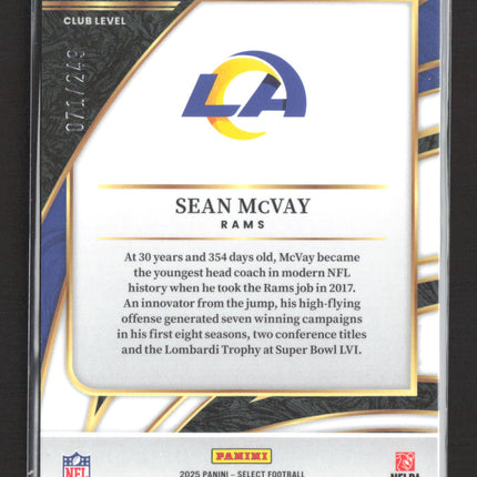 2026 Panini Select Prizm Sean McVay #221 Club Level 071/249