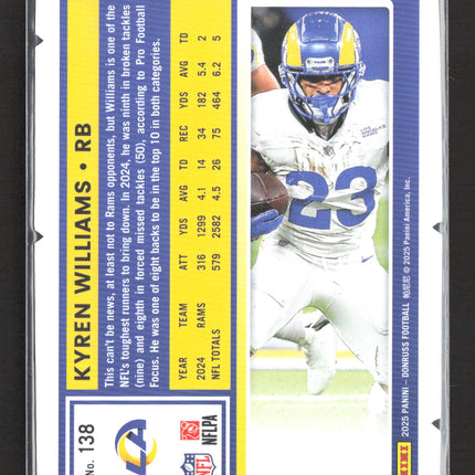 2025 Panini Donruss Kyren Williams #138 Press Proof Blue 23/99