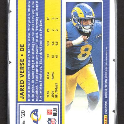 2025 Panini Donruss Football Jared Verse #120 Press Proof Blue 74/99