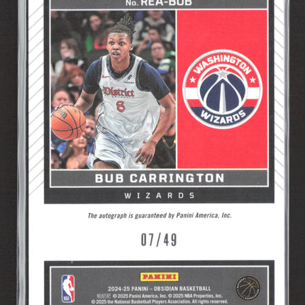 2025 Panini Obsidian Rookie Eruption Bub Carrington #REA-BUB Purple 07/49 RC