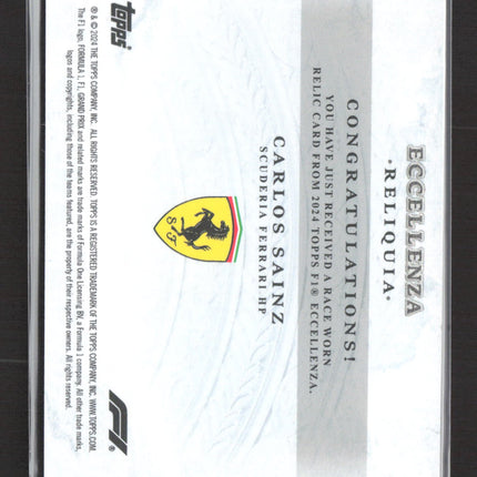 2024 Topps F1 Eccellenza Reliquia Carlos Sainz #ER-CS Race Worn Suit Relic