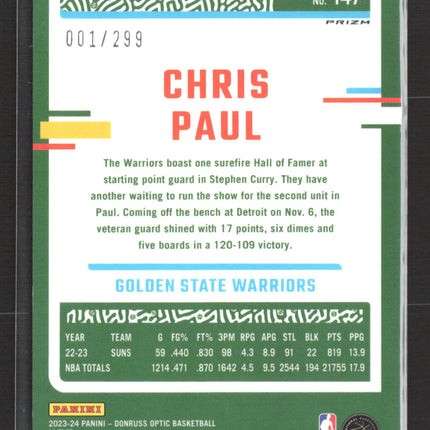 2024 Panini Donruss Optic Prizm Chris Paul #147 Red Velocity 001/299