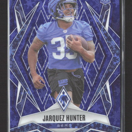 2025 Panini Phoenix Football Jarquez Hunter #232 Blue Snowflake RC 044/199