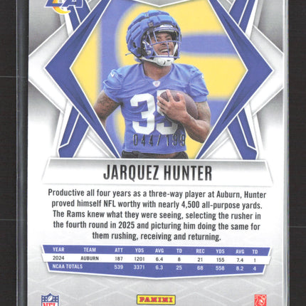 2025 Panini Phoenix Football Jarquez Hunter #232 Blue Snowflake RC 044/199