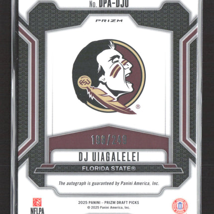 2025 Panini Prizm Draft Picks DJ Uiagalelei #DPA-DJU Blue 198/249 RC Auto