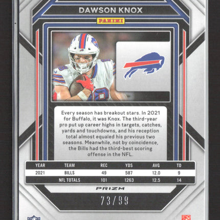 2023 Panini Prizm Dawson Knox #33 Blue Ice 73/99