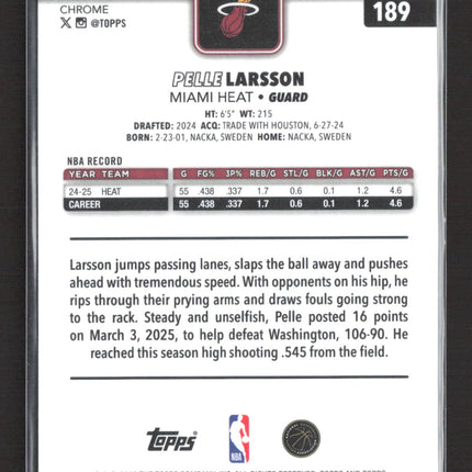 2025 Topps Chrome Pelle Larsson #189 Basketball Refractor