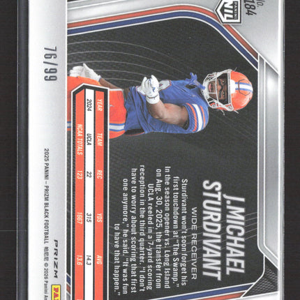2026 Panini Prizm Black J. Michael Sturdivant #184 Purple 76/99