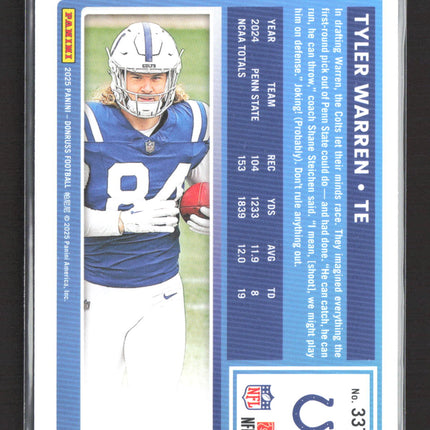 2025 Panini Donruss Tyler Warren #337 Purple 291/500