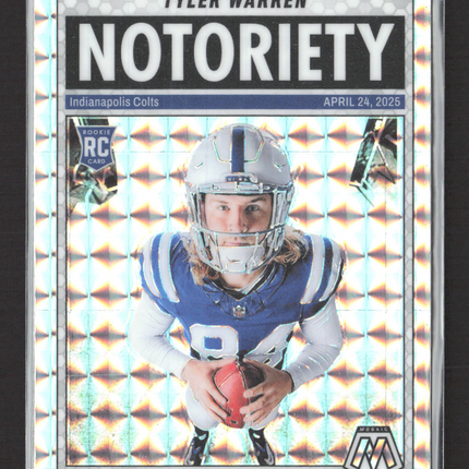 2025 Panini Mosaic Football Notoriety Tyler Warren #25 Silver RC