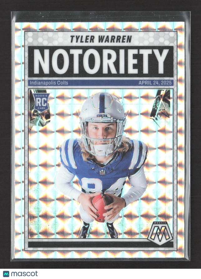 2025 Panini Mosaic Football Notoriety Tyler Warren #25 Silver RC