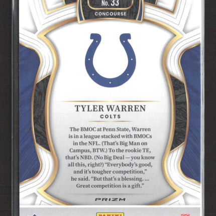 2026 Panini Select Prizm Tyler Warren #33 Concourse RC Silver
