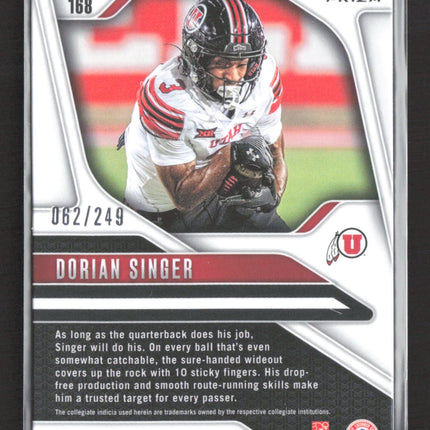 2025 Panini Prizm Draft Picks Dorian Singer #168 Purple RC 062/249