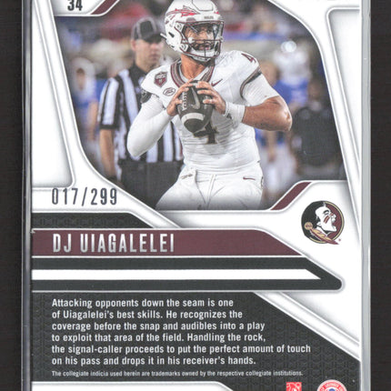 2025 Panini Prizm Draft Picks DJ Uiagalelei #34 Blue RC 017/299