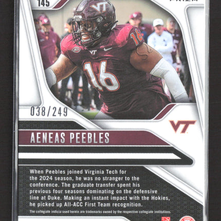 2025 Panini Prizm Draft Picks Aeneas Peebles #145 Purple RC 038/249