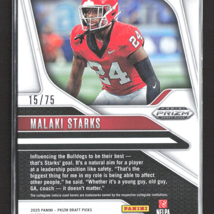 2025 Panini Prizm Draft Picks Malaki Starks #32 Orange Pulsar 15/75 RC