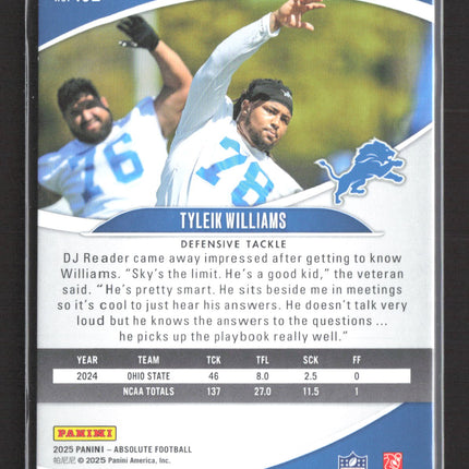 2025 Panini Absolute Football Tyleik Williams #192 RC 002/199