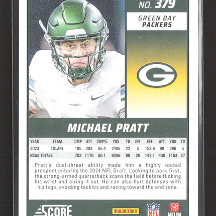 2024 Panini Score Football Michael Pratt #379 Gold RC 032/240