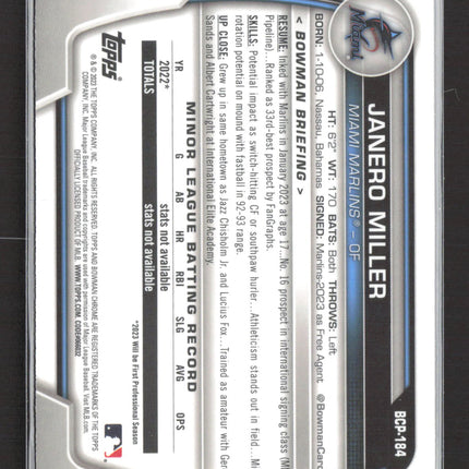 2023 Bowman Chrome Janero Miller #BCP-184 Mojo Refractor