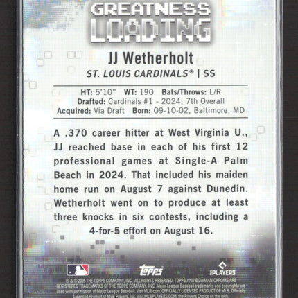 2025 Bowman Chrome Greatness Loading JJ Wetherholt #GL-17