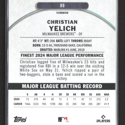 2025 Topps Finest Christian Yelich #89 X-Fractor